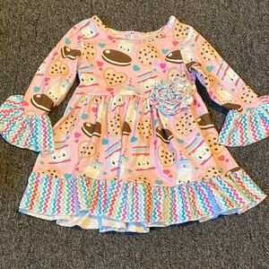 Cute Cookie Print Kids Casual Dress